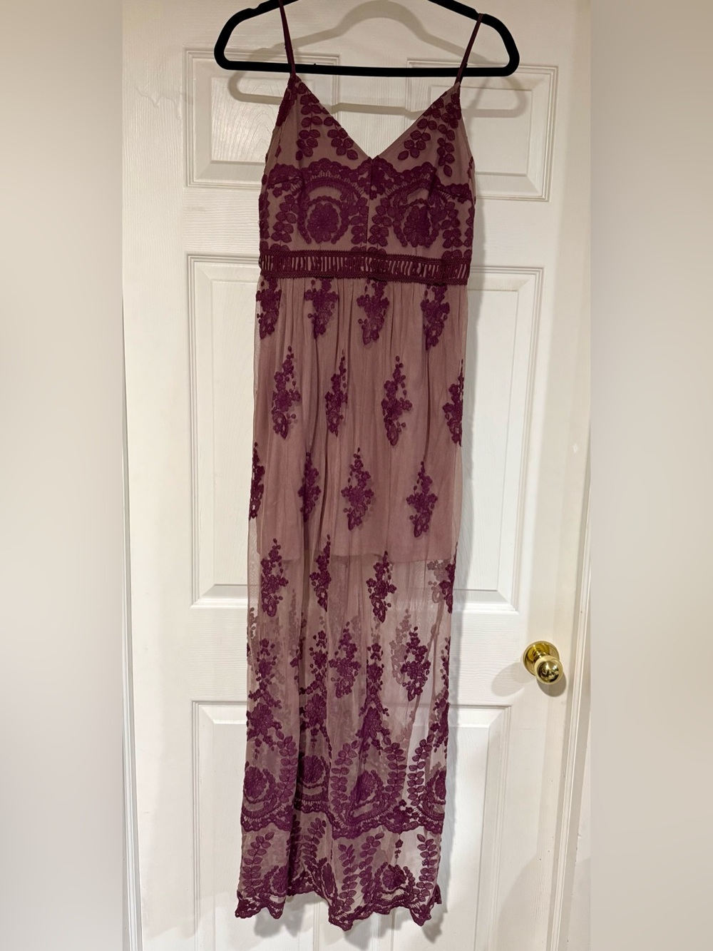 Alter’d State Apololina Bohemian Lace Maxi Dress in Plum - Picture 2 of 6